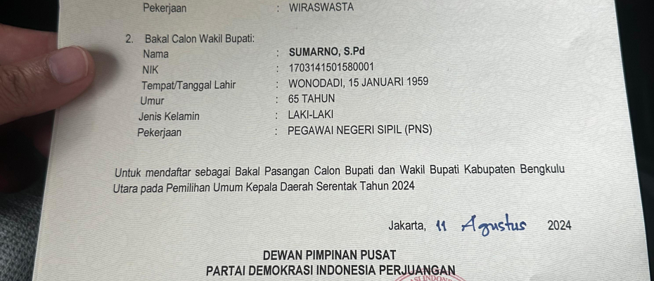Kantongi Surat Sakti B1 KWK dari PDI P, ASA Siap Tancap Gas di Pilkada Bengkulu Utara