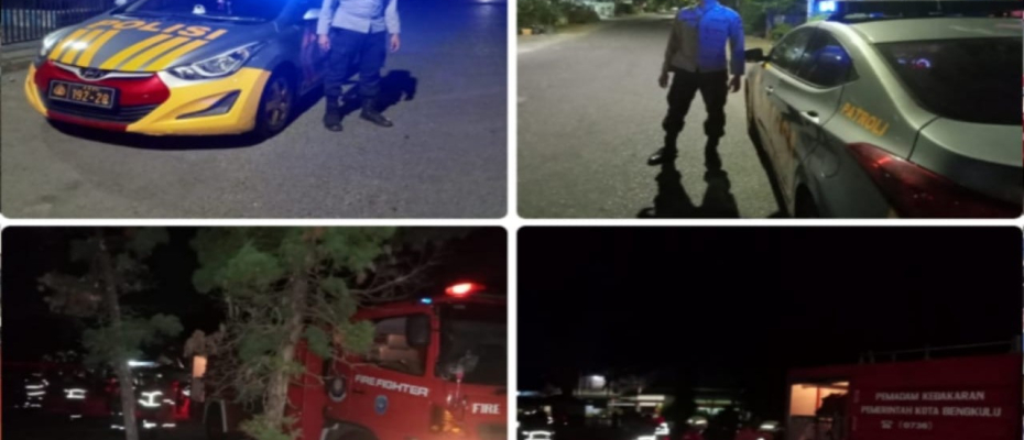 Piket Patroli Polsek Gading Cempaka Datangi dan Cek TKP Kebakaran di SMPN 18 Kota Bengkulu 