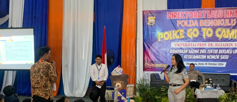 Jasa Raharja Sosialisasikan Safety Campaign dalam kegiatan Police Goes to Campus di Universitas Hazairin