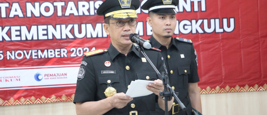 Tiga Pejabat Non Manajerial dan Notaris Pengganti di Kanwil Kemenkumham Bengkulu Dilantik