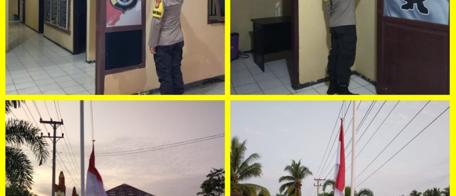 Jaga Keamanan dan Disiplin, Polsek Kaur Tengah Cek Instalasi Listrik dan Kibarkan Bendera Merah Putih