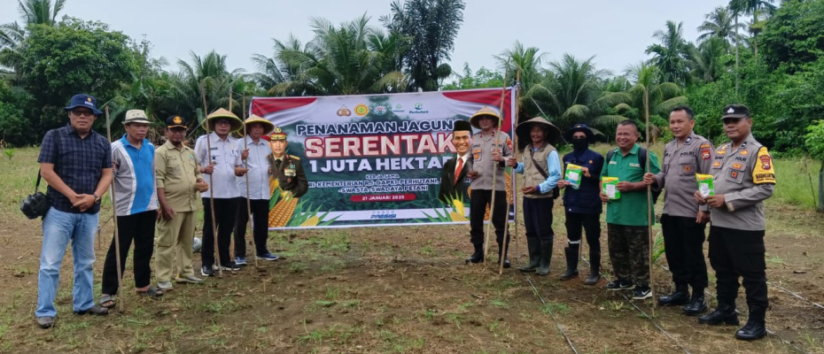 Polsek Kedurang Ilir dan Warga Desa Limus Sukseskan Program Penanaman Jagung Serentak 1 Juta Hektar
