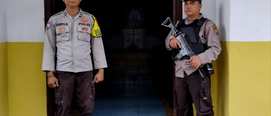 Personel Polsek Padang Ulak Tanding Amankan Ibadah Minggu di Gereja GKII Kasie Kasubun